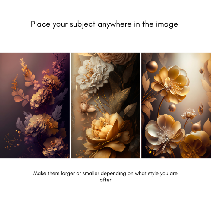 12 GOLDEN FLORAL DIGITAL BACKDROPS